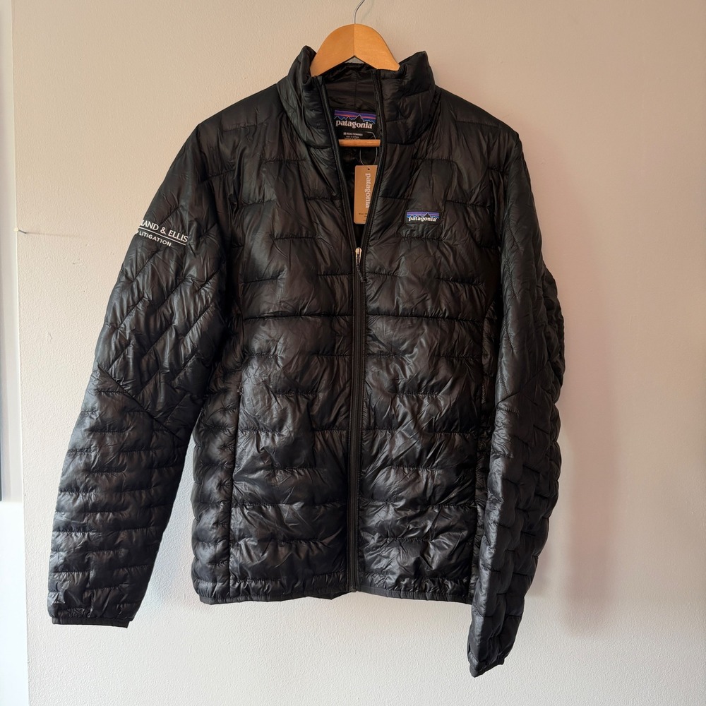 Patagonia Micro Puff Jacket Mens Medium Black Puffer Coat 84065 FA19 Logo
